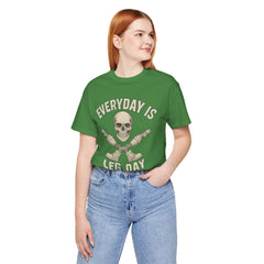 Fitness Tee | Leg Amputee Funny Skull, Everyday Leg Day Gym Shirt, Workout Top