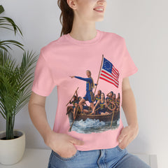 Historical Fever Patriot T‑Shirt — Revolutionary Flag Rowboat Design