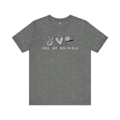 Peace Love Back The Blue in Alaska, Graphic Unisex Short Sleeve Tee