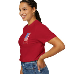 Patriotic Car Graphic Unisex T-Shirt - Vintage American Flag Design