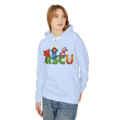 Russell Sage College Mascot Unisex Hoodie - Russell Sage Purple Cow, Red Devil, Golden Horseshoe, Blue Angel Design