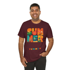 Summer Graphic Tee — Colorful Tropical "SUMMER" Typography T-Shirt