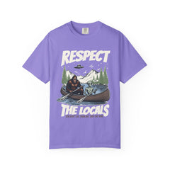 Bigfoot and Alien Outdoor Canoe Adventure - Respect The Locals T-Shirt