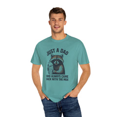 Just a Dad Raccoon T-Shirt | Garment-Dyed Tee for Father’s Day, Dad Gift, Animal Lover Shirt, Funny Dad Apparel, Gift for New Dads