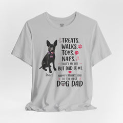 Personalized Dog Dad T‑Shirt — "Treats. Walks. Toys. Naps." Father's Day Gift