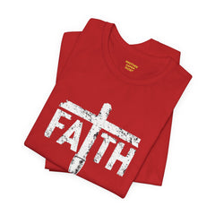 Faith Cross Prosthetic Leg T‑Shirt — Amputee Inspirational Christian Tee