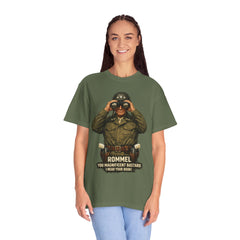 Graphic T-Shirt — Vintage WWII General George Patton Binoculars Design with "Rommel You Magnificent Bastard" Text
