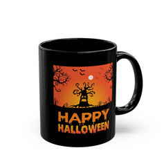 Happy Halloween Tree Monster - Graphic Black Mug (11oz, 15oz)