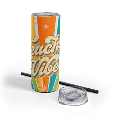 Teacher Vibes - Maars Maker Skinny Matte Tumbler, 20oz | Groovy Drinkware, Retro Art Bottle, Gift For Him, Gift For Her, Teacher Gift Idea