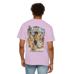Elizabeth Gill Front Logo Back Graphic Baldwin Harbor Animal Hospital "Who Let the Cats Out?" T Shirt