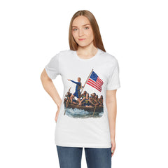 Historical Fever Patriot T‑Shirt — Revolutionary Flag Rowboat Design