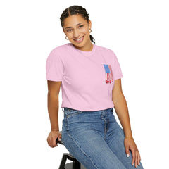 Patriotic Car Graphic Unisex T-Shirt - Vintage American Flag Design