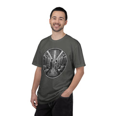 Don;t Stop Believing Subway Reflection T-Shirt — Vintage Black & White Urban Photo Tee