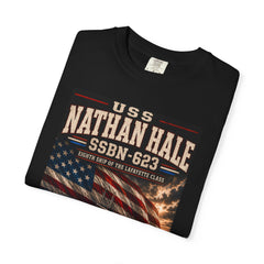 USS Nathan Hale SSBN-623 Submarine T-Shirt — "Forty One For Freedom" Patriotic Crew Tee
