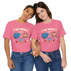 Fireworks Expert, If I Run You Run, Sunglasses  Graphic, Unisex Jersey Short Sleeve Tee