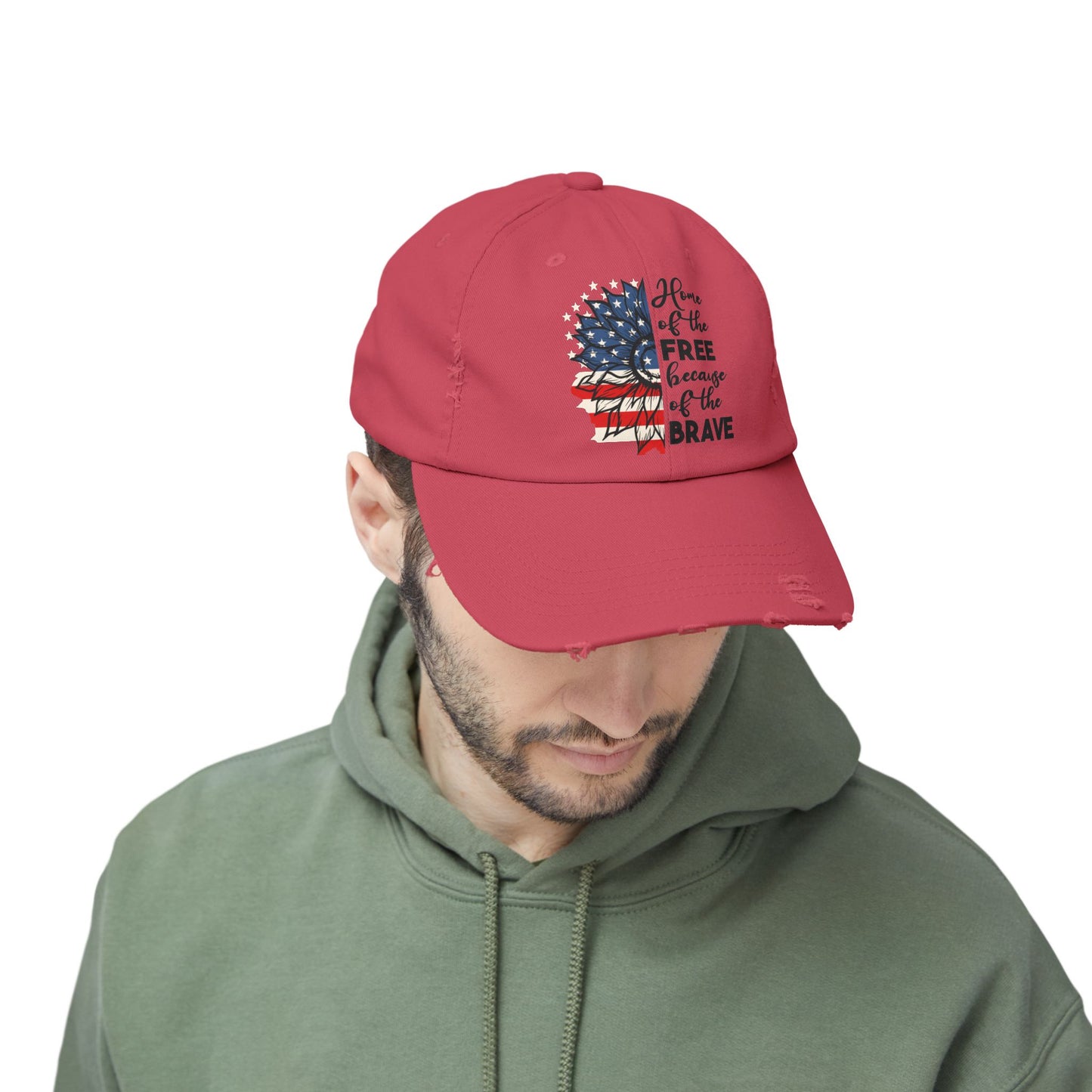 Land Of The Free, Home Of The Brave  - Unisex Distressed Cap