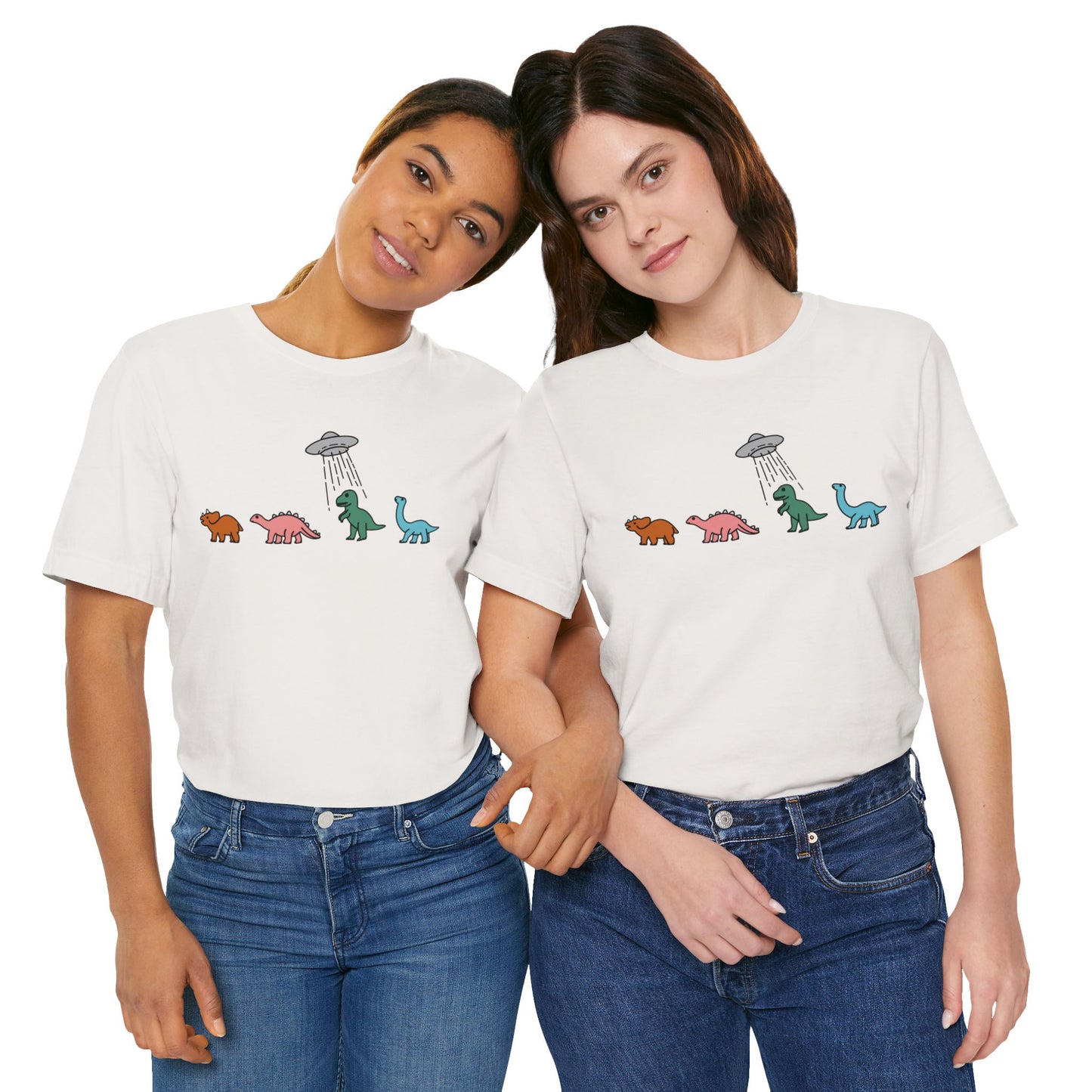 UFO and Dinosaurs Retro Unisex Jersey Short Sleeve Tee