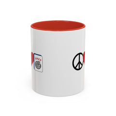 Peace Love Mahjong - 11 oz Accent Coffee Mug,Mahjong mug,mahjong player gift,strategy game present,tabletop lover cup,nerd culture mug