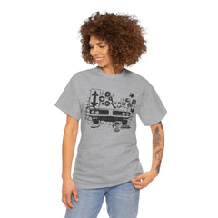 Abstract Retro Racing Car Unisex Heavy Cotton Tee | Perfect for Car Enthusiasts, Father's Day Gift, Casual Wear, Vintage Style, Unique Graphic Shirt