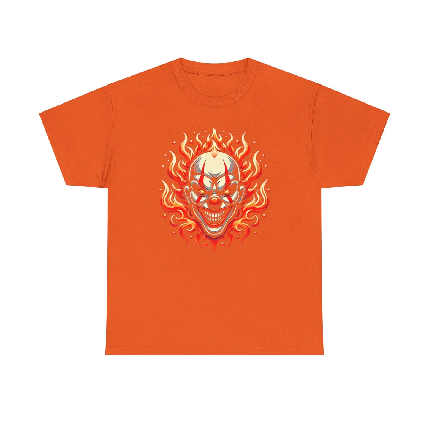 Flaming Fire Clown - Graphic Unisex Heavy Cotton Tee