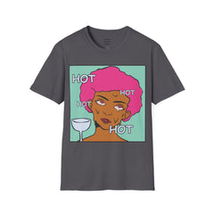 HOT Pink Cotton Candy Haired Pop Art Lady Unisex Softstyle T-Shirt
