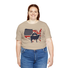 Red White and Blue Farmer Graphic, Unisex Jersey Short Sleeve Tee