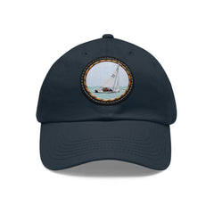 Hempstead Bay Sailing Club Leather Patch Dad Hat — Flying Scot Embroidered Round Patch
