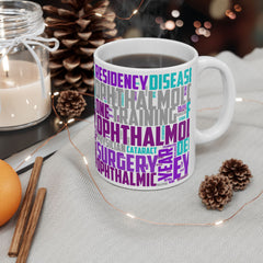 Ophthalmology Word Cloud Ceramic Mug — Eye Doctor Resident Gift (11oz/15oz)