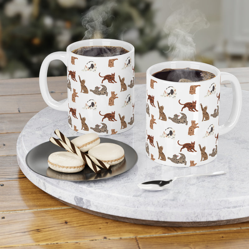 Playful Pets Ceramic Mug - Cute Cat and Dog Design for Animal Lovers