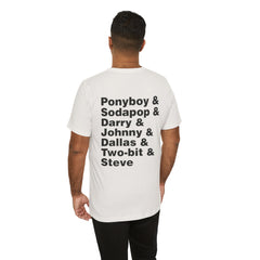 The Outsiders Shirt, Front and Back Images, Greasers Characters Shirt, Unisex Jersey Short Sleeve Tee