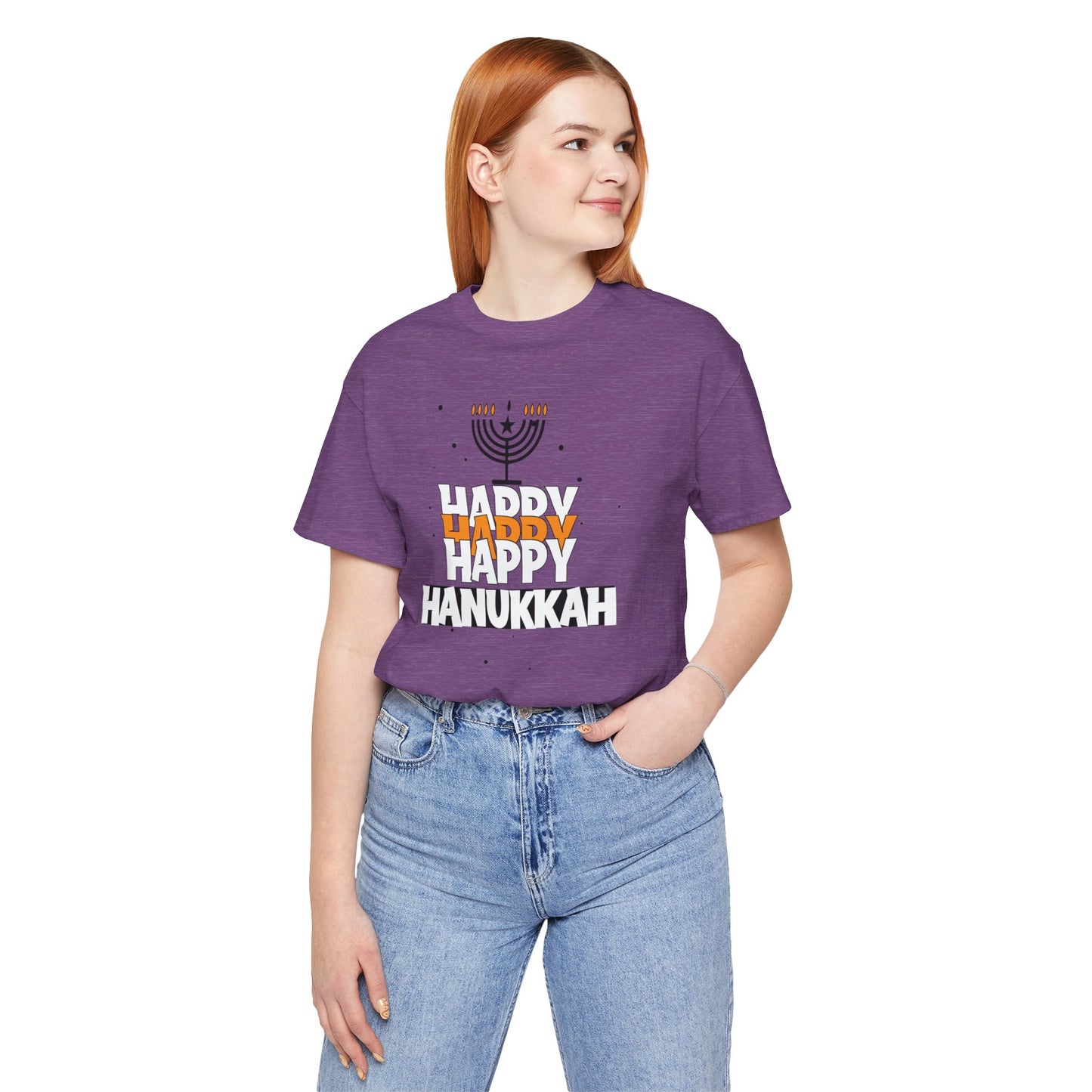 Happy Hanukkah Menorah - Unisex Jersey Short Sleeve Tee