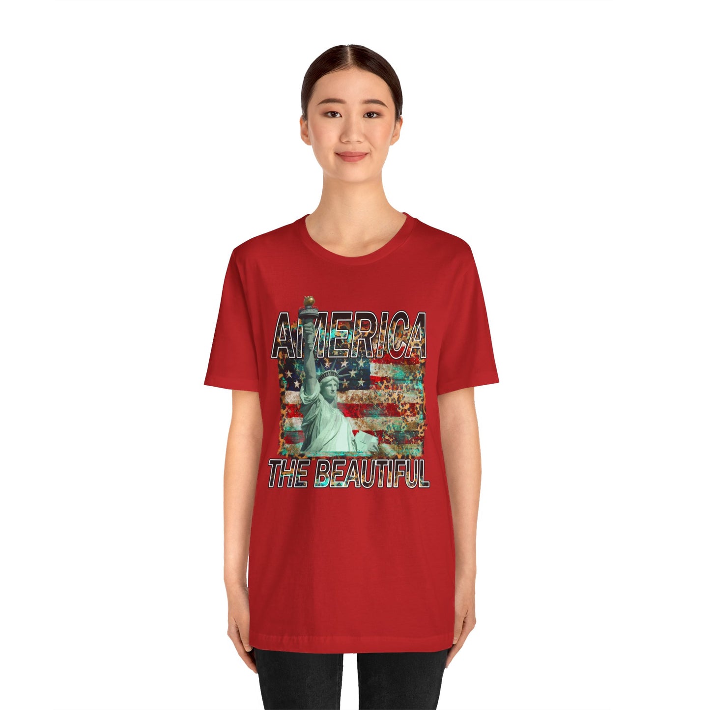 Statue Of Liberty, America The Beautiful, Unisex Jersey Short Sleeve Tee