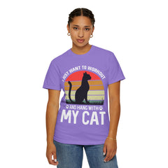 Workout & Cat Lover Unisex T-Shirt - I Just Want to Workout and Hang with My Cat