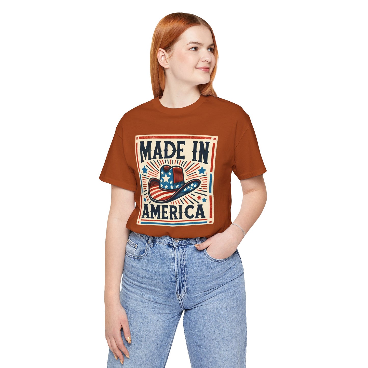 Made In America Cowboy Hat Graphic, Unisex Jersey Short Sleeve Tee