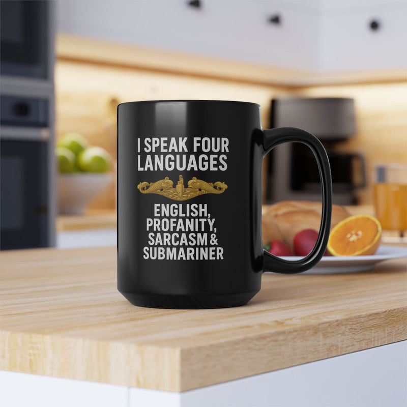 Funny Submarine Officer Language Black Mug - Humor Gift for Coffee Lovers, Sarcasm, Birthday, Home Office, Travel, Language Enthusiasts