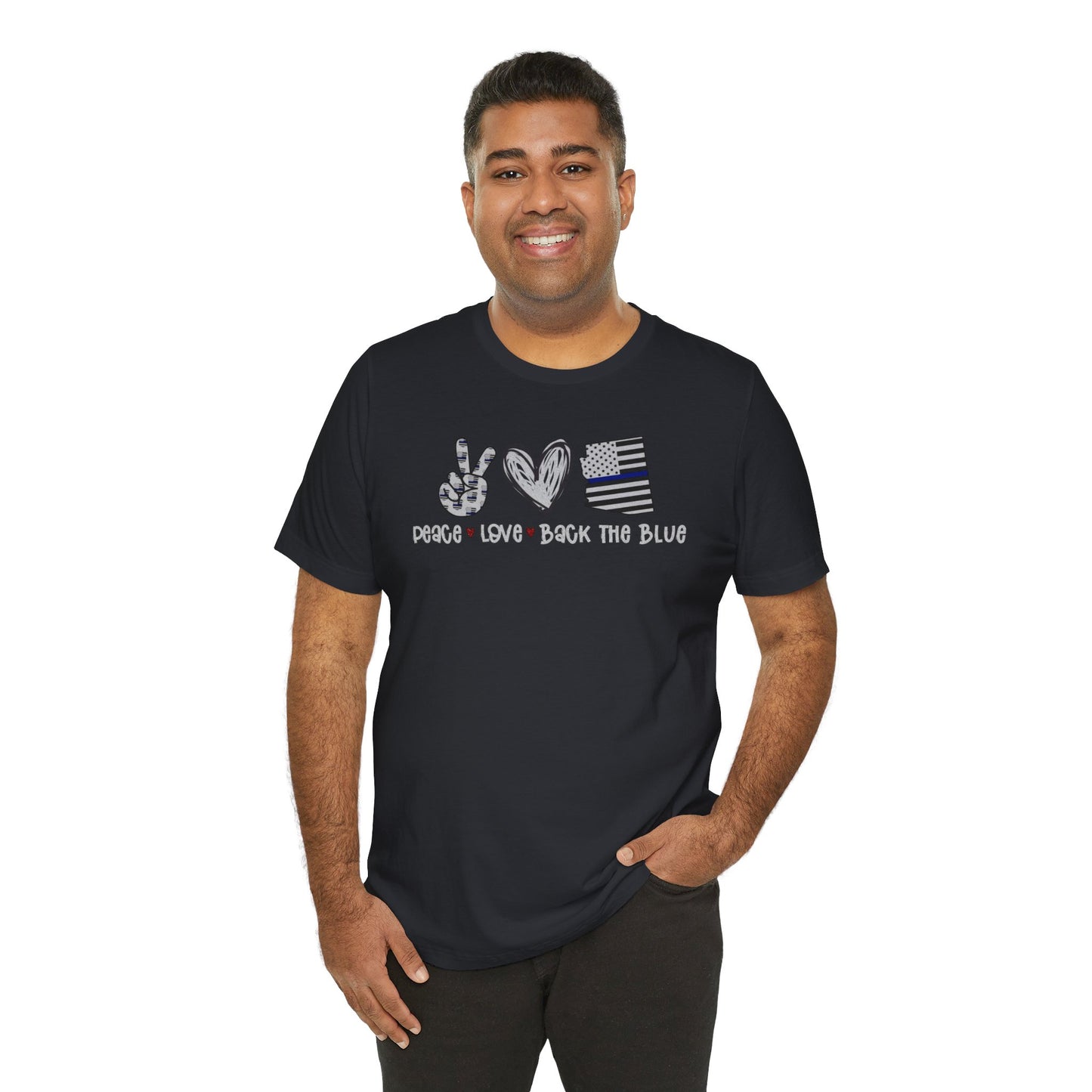 Peace Love Back The Blue in Arizona, Graphic Unisex Short Sleeve Tee