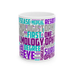 Ophthalmology Word Cloud Ceramic Mug — Eye Doctor Resident Gift (11oz/15oz)