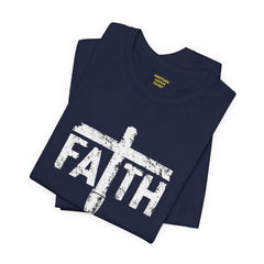 Faith Cross Prosthetic Leg T‑Shirt — Amputee Inspirational Christian Tee