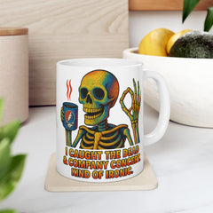 Grateful Dead Inspired Ceramic Mug, Coffee Lover Gift, Musician Coffee Cup, Skeleton Art Mug, 11oz & 15oz Sizes