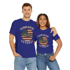 Submarine Veteran American Flag Tee | Unisex Heavy Cotton T-Shirt, Military Apparel, Veteran Gift, Patriotic Top, Casual Wear