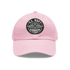 United States Navy Submarine Veteran Dad Hat with Leather Patch (Round) / Dolphins / Submarine Breast Insignia