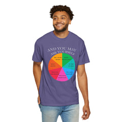 Motivational Talking Head Unisex Garment-Dyed T-Shirt - "And You May Ask Yourself"