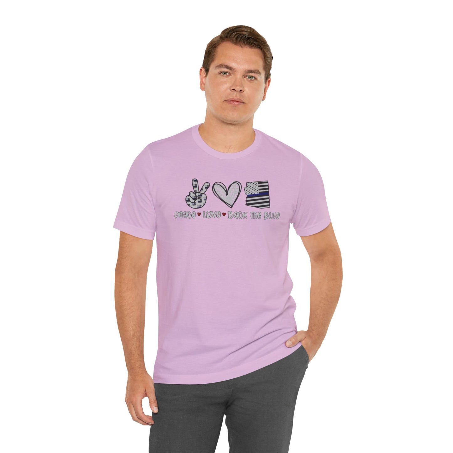 Peace Love Back The Blue in Arizona, Graphic Unisex Short Sleeve Tee