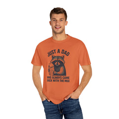 Just a Dad Raccoon T-Shirt | Garment-Dyed Tee for Father’s Day, Dad Gift, Animal Lover Shirt, Funny Dad Apparel, Gift for New Dads