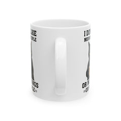 Funny Black Cat Graphic Mug, I Dont Like People mug, I Dont Like Mornings, white ceramic cat mug, 11oz, 15oz, , cat lover mug, gift for her
