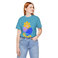 Summer Floral Tee — Retro Flowers & Monstera Design