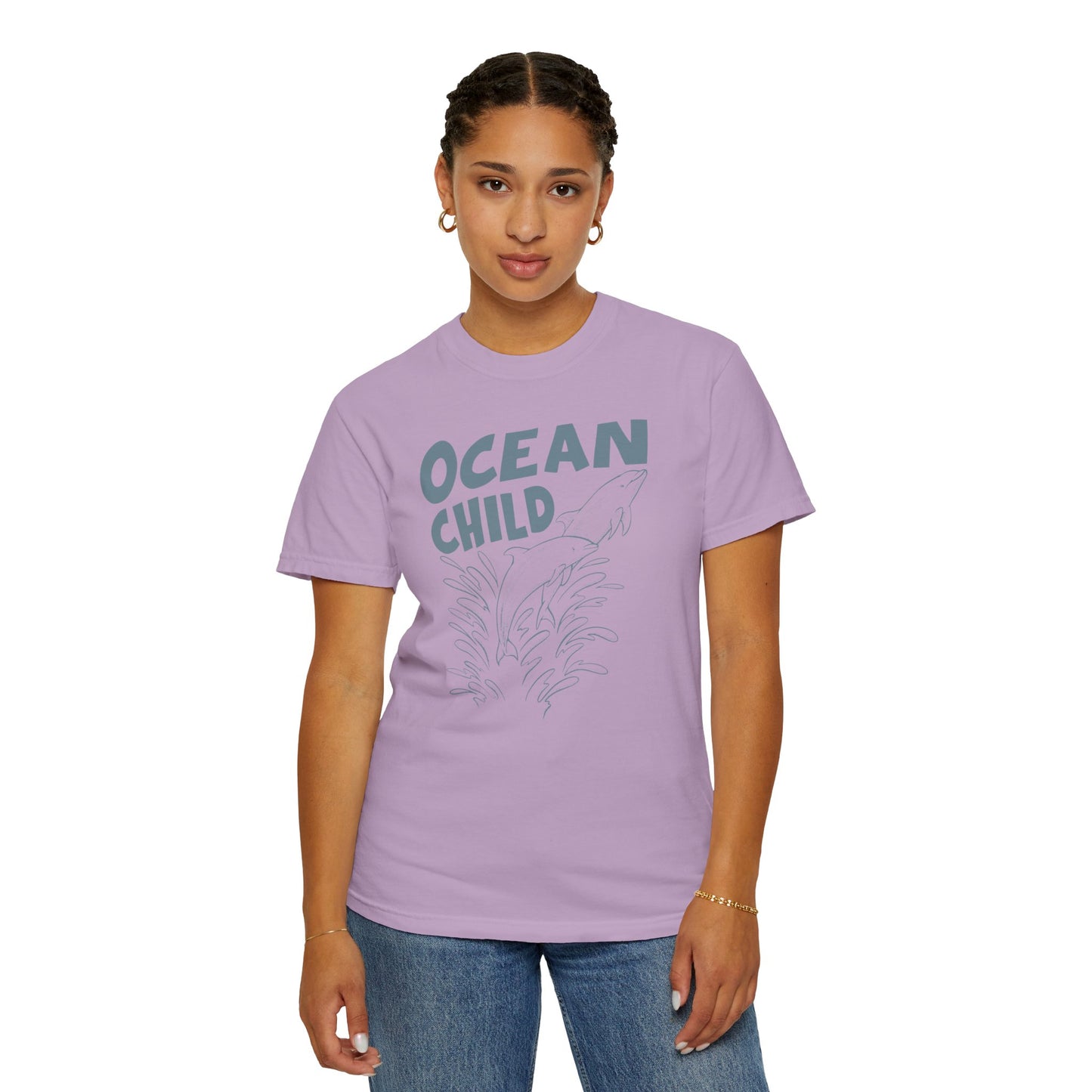 Dolphins, Ocean Child -  Graphic Unisex Garment-Dyed T-shirt