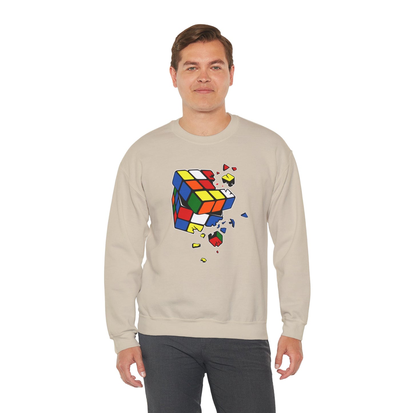 Cracked Rubik's Cube Unisex Heavy Blend™ Crewneck Sweatshirt