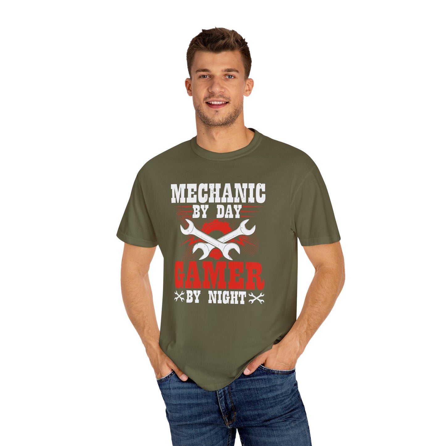 Mechanic By Day Gamer By Night, Comfort Colors Unisex Relaxed Fit T Shirt