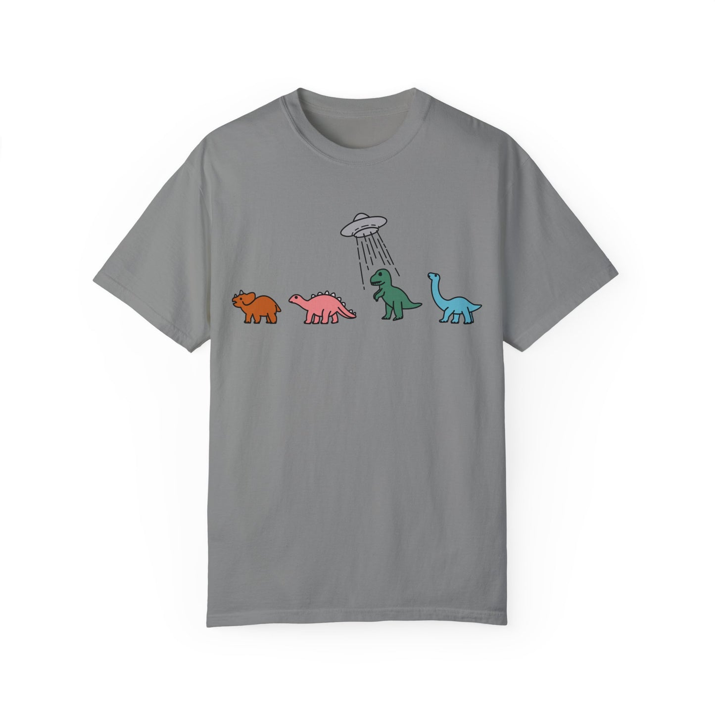 Dinosaur UFO Retro Unisex Garment-Dyed T-shirt